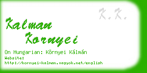 kalman kornyei business card