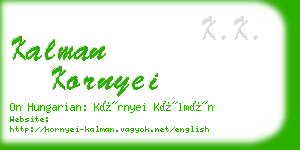 kalman kornyei business card